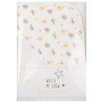 F12625: Baby Hooded Towel/Robe With Jungle Print Hood- White Trim